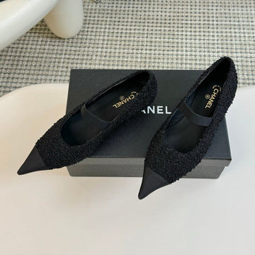 CC Mary Jane In Black Wool Tweed And Satin