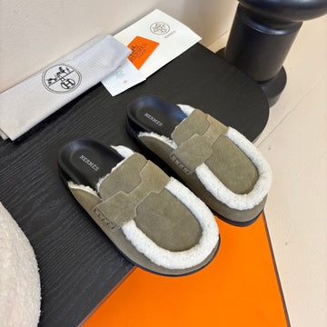 Hm Slippers Birkenstocks Olive Green Suede 478433