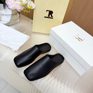 The Row Piper Slide Black Leather 707515