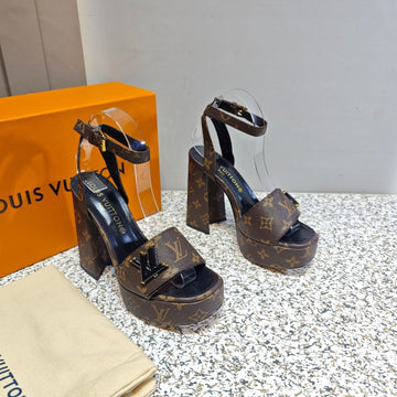LV Shake Platform Sandal 110MM Brown Monogram Canvas 456142