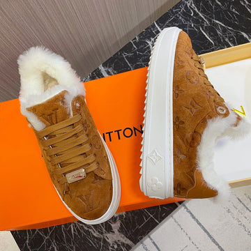 LV Time Out Sneaker 40MM Brown Yellow Monogram Suede