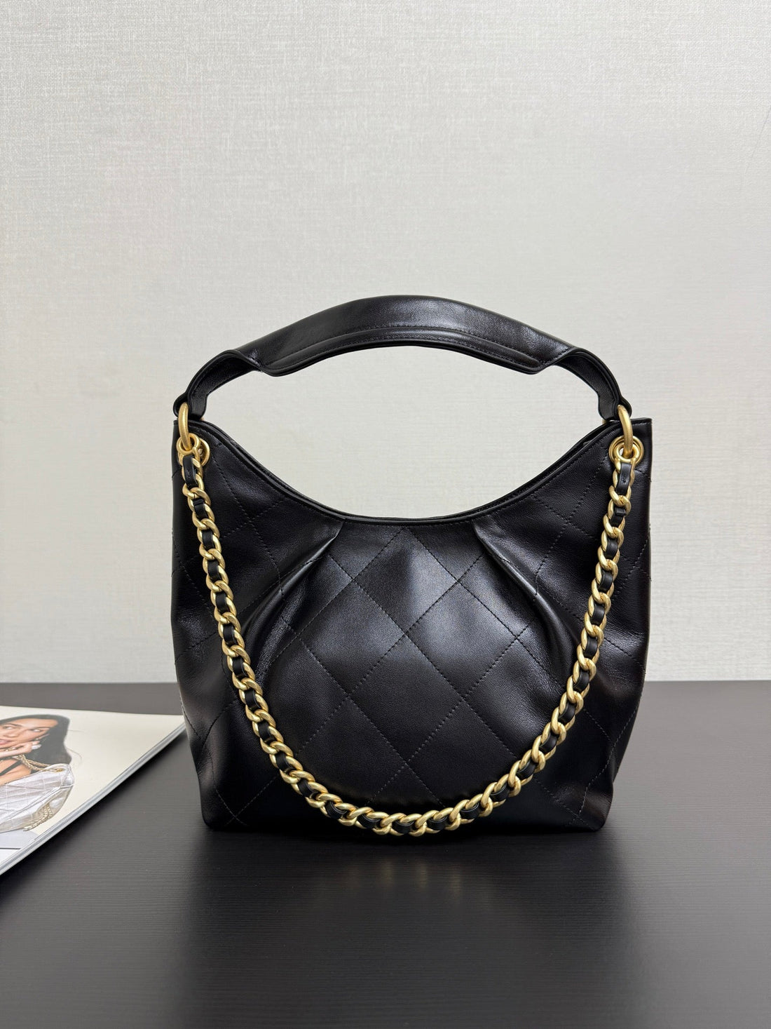 Chanel 2026 Hippie Hobo Bag 32CM Black Calfskin