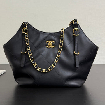 Chanel 2026 Maxi Coco Shopping Tote Bag 30CM Black Calfskin