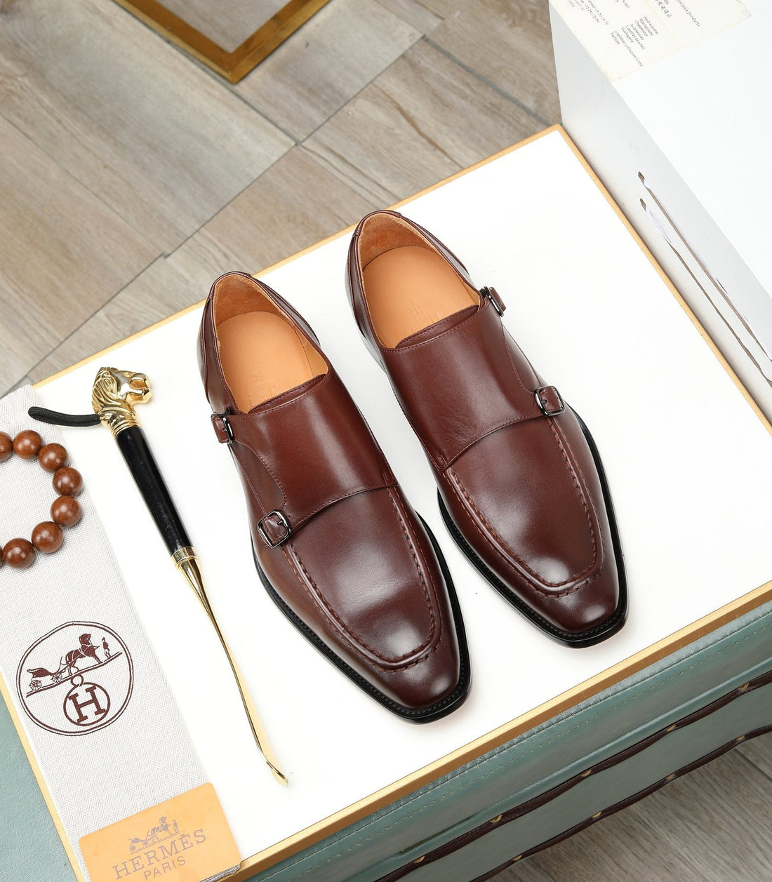 Hm Double Monk Strap Russet Calfskin