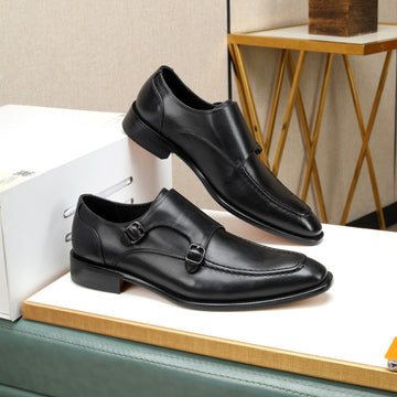 Hm Double Monk Strap Black Calfskin