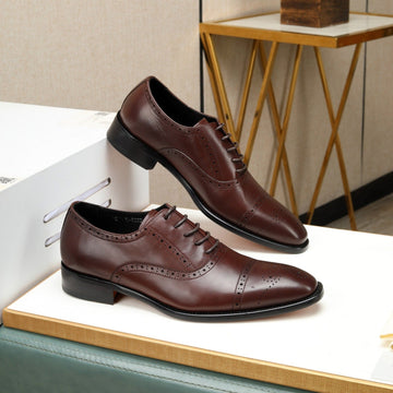 Hm Oxford Lace-Up Russet With Pattern Calfskin