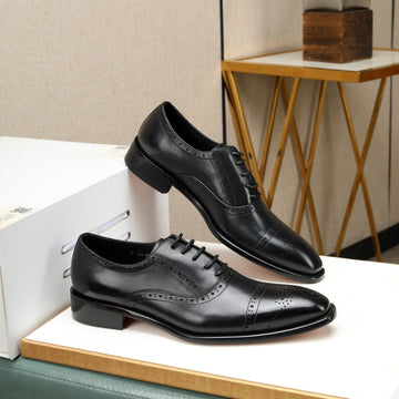 Hm Oxford Lace-Up Black With Pattern Calfskin
