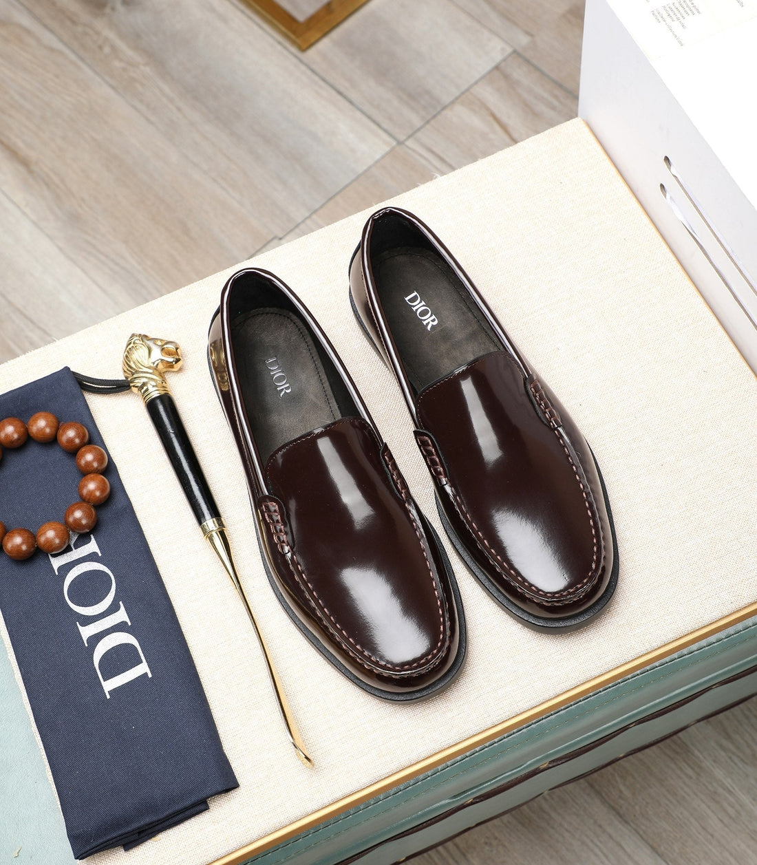 CD Retro Sewed Loafer Wine Polished Calfskin