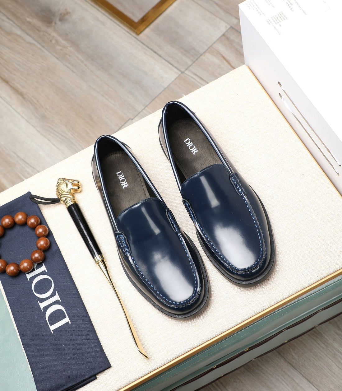 CD Retro Sewed Loafer Navy Polished Calfskin