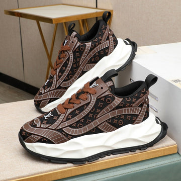 LV Trainer In Chocolate Brown Calfskin And Breathable Mesh