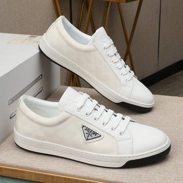 Pra Re-Nylon Sneakers In White Leather And Fabric