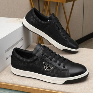 Pra Re-Nylon Sneakers In Black Mix White Leather And Fabric