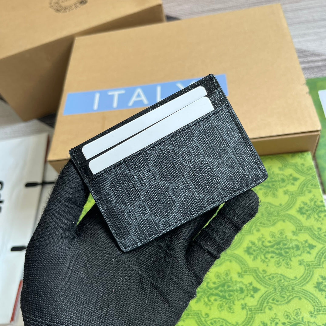 GG Card Case 11 With GG Detail Black Calfskin
