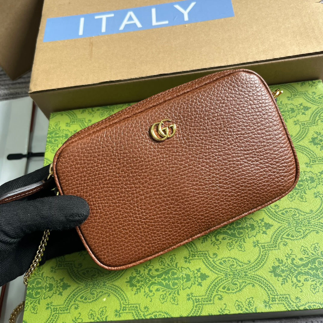 GG Marmont Mini 18 Bag In Cinnamon Brown Calfskin