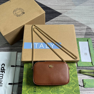 GG Marmont Mini 18 Bag In Cinnamon Brown Calfskin
