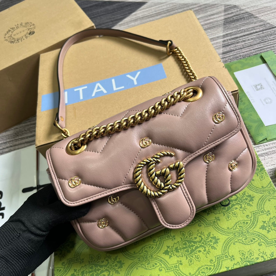GG Marmont Small 22 Bag In Hot Pink Lambskin