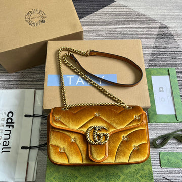 GG Marmont Medium 26 Bag In Golden Velvet
