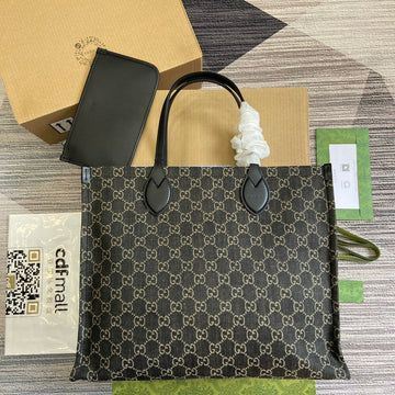 Ophidia GG 41 Large Tote Bag In Black Denim