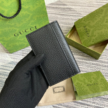 Long Card Holder 12 In Black Calfskin