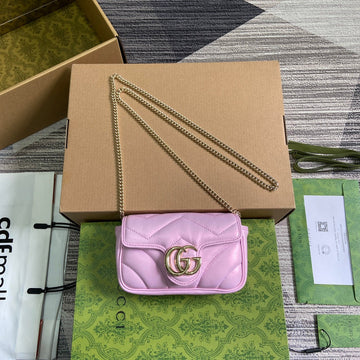 GG Marmont 16 Mini Shoulder Bag Light Pink Calfskin