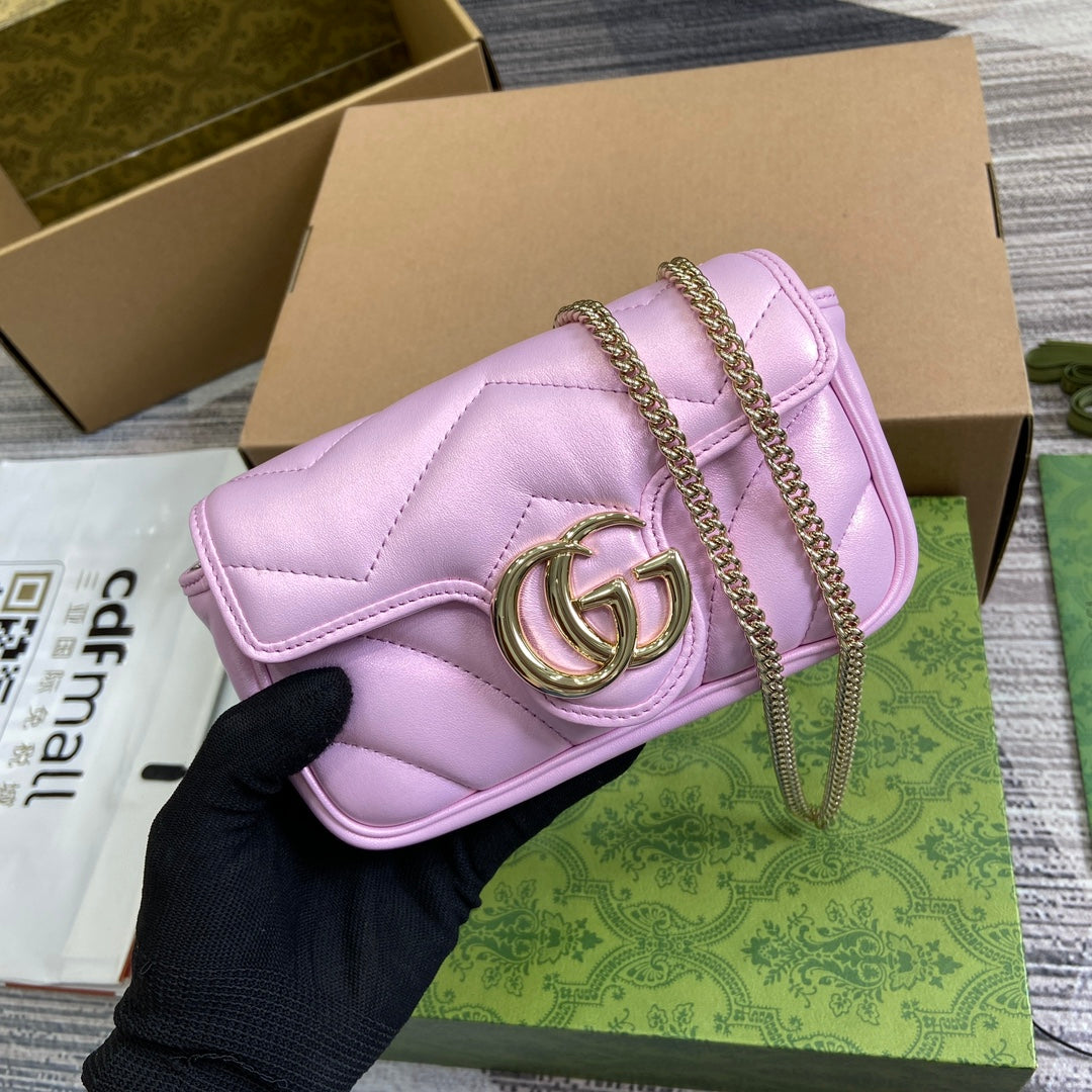 GG Marmont 16 Mini Shoulder Bag Light Pink Calfskin