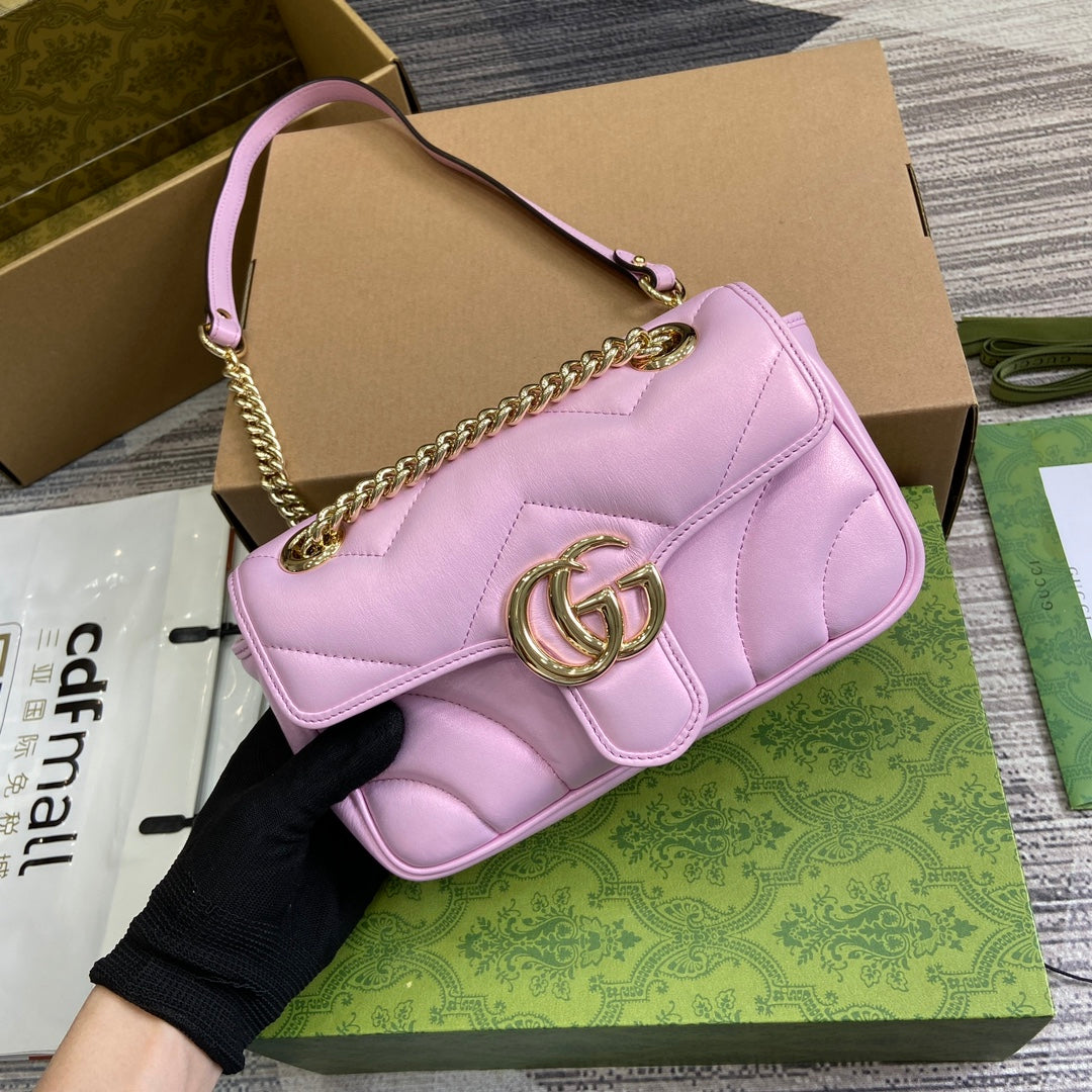 GG Marmont 23 Small Shoulder Bag Light Pink Calfskin