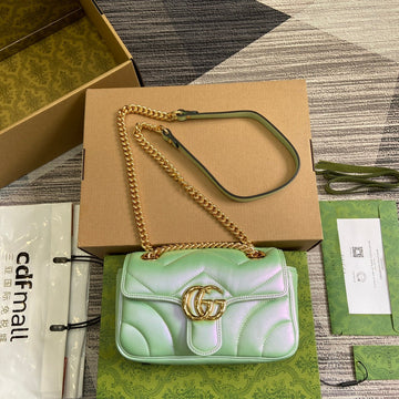 GG Marmont 23 Small Shoulder Bag Green Iridescent Calfskin