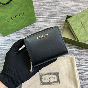 Mini Wallet 11 In Black Calfskin Gold Hardware