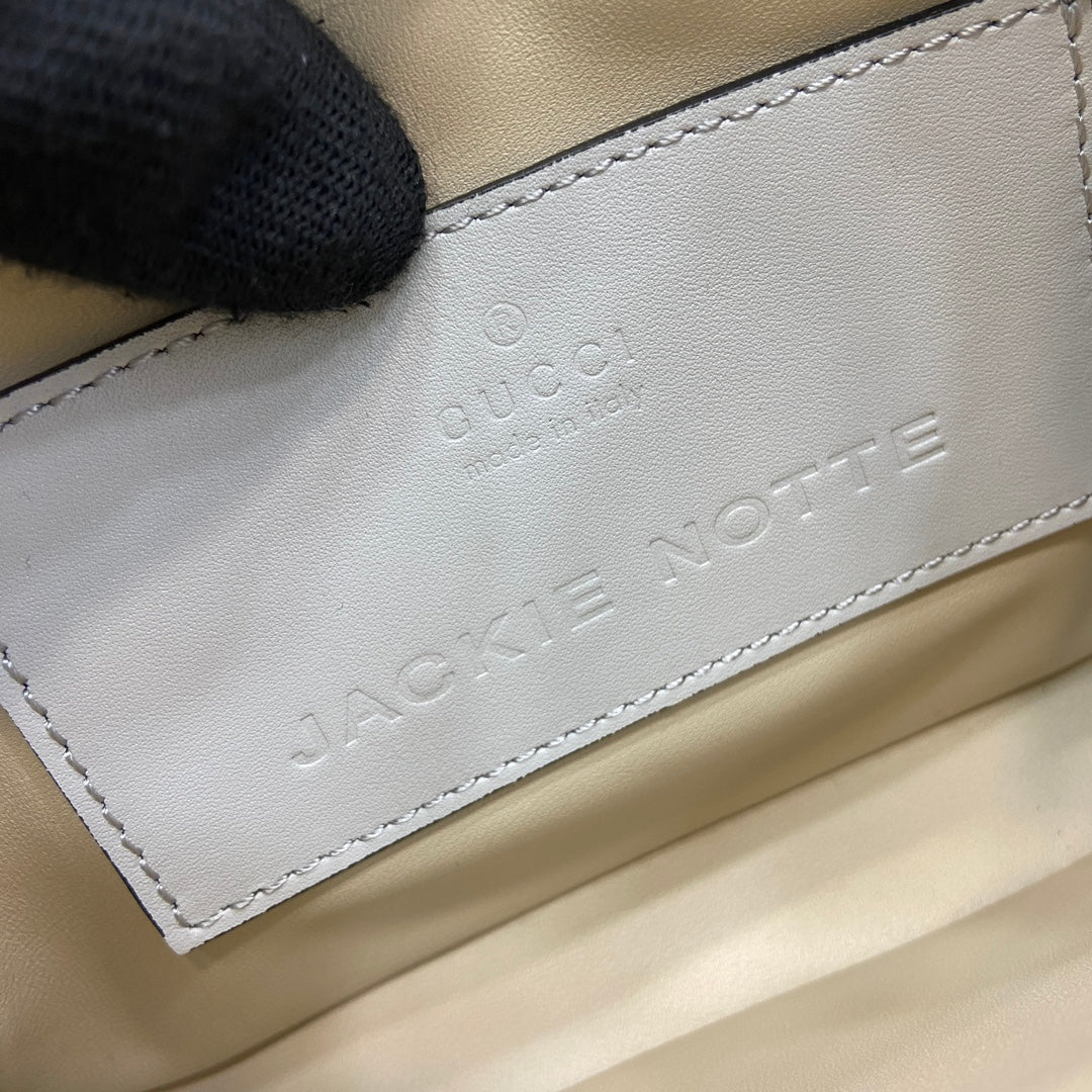 Jackie Notte Mini Bag 19 In White Calfskin Gold Hardware