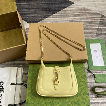 Jackie Notte Mini Bag 19 In Light Yellow Cracked Lacquer Calfskin Gold Hardware