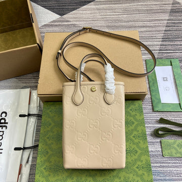 GG 20 Super Mini Bag With Strap In Beige Calfskin