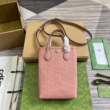 GG 20 Super Mini Bag With Strap In Light Pink Calfskin