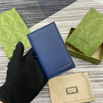 Long Card Holder 12 In Classic Blue Calfskin