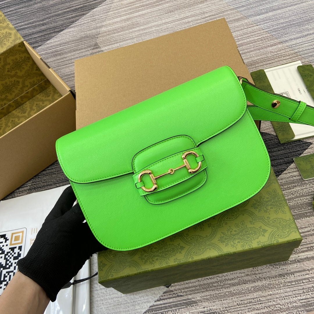 Horsebit 1955 Shoulder Bag 25 In Thyme Green Lambskin Gold Hardware