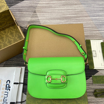Horsebit 1955 Shoulder Bag 25 In Thyme Green Lambskin Gold Hardware