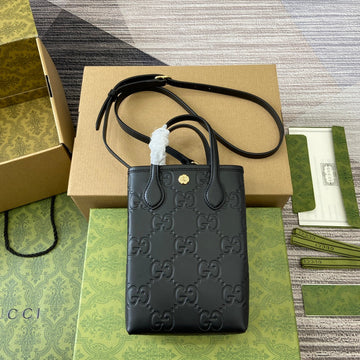 GG 20 Super Mini Bag With Strap In Black Calfskin