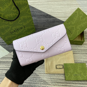 Continental Wallet 19 In Light Violet Embossed Calfskin Gold Hardware
