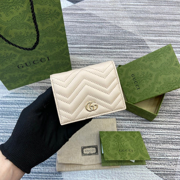 Marmont Card Case 11 In Beige Calfskin