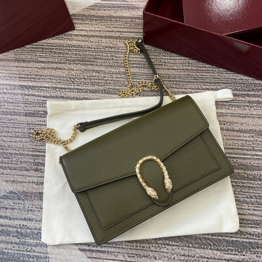GG Dionysus Chain Bag 20CM Green Grained Leather 339610