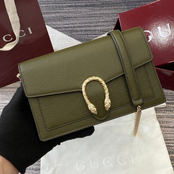 GG Dionysus Chain Bag 20CM Green Grained Leather 339610