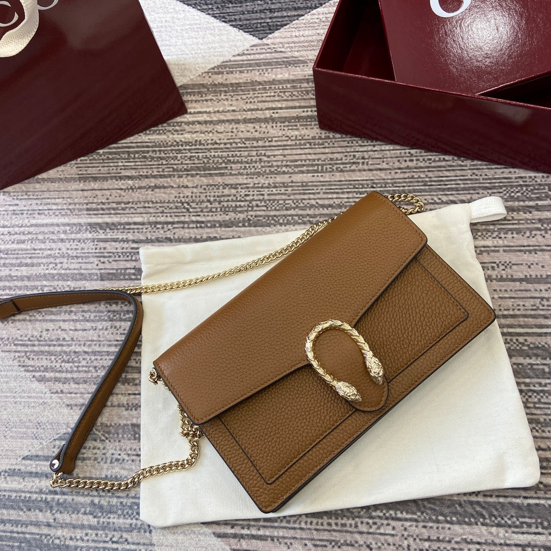 GG Dionysus Chain Bag 20CM Brown Grained Leather
