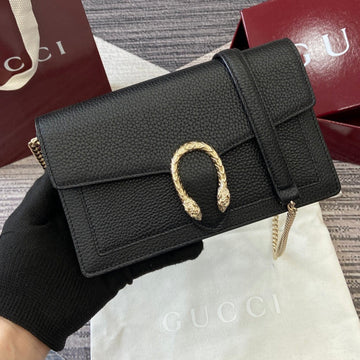 GG Dionysus Chain Bag 20CM Black Grained Leather 339611