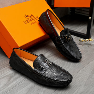 Hm Patterns Loafer Black Embossed Calfskin