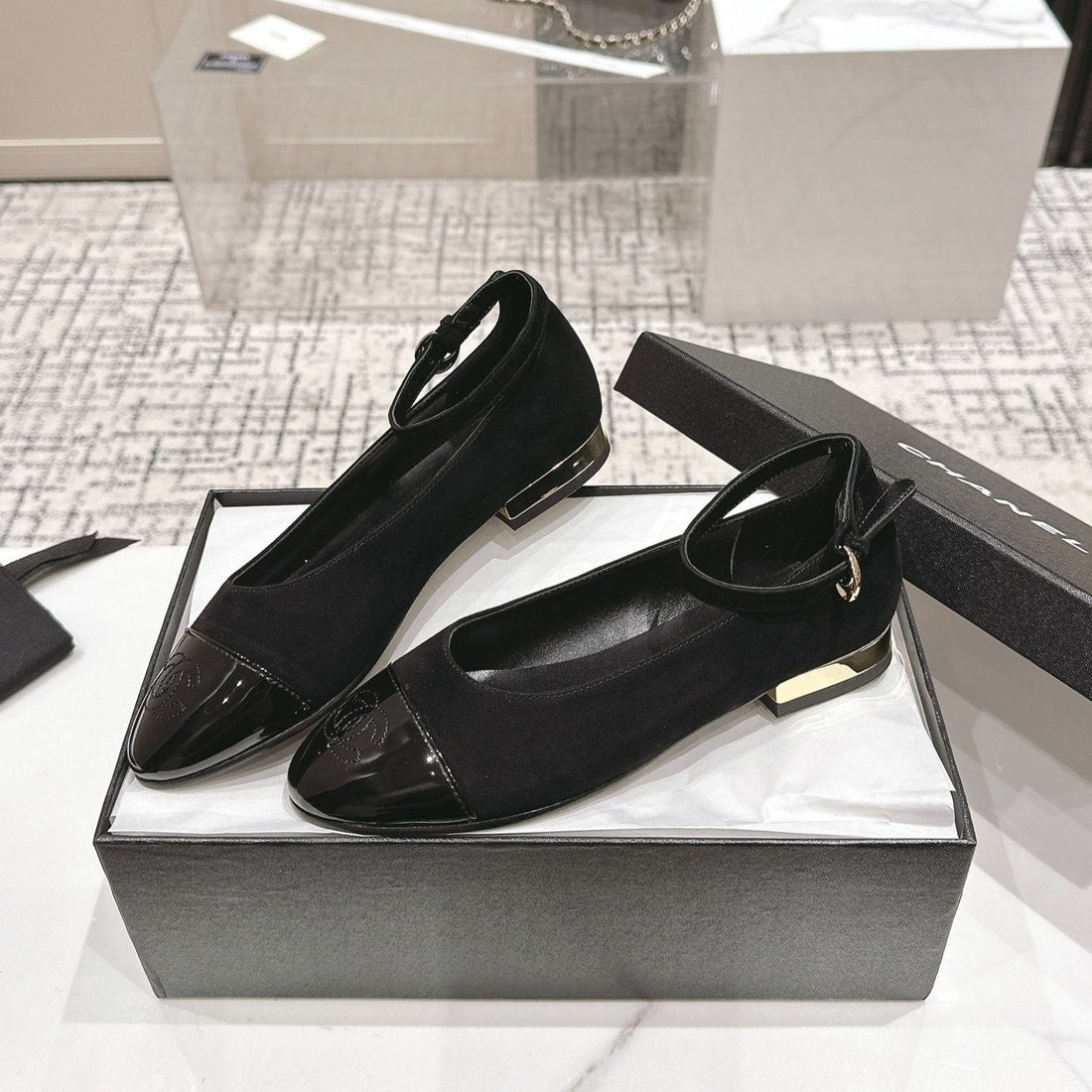 CC Mary Jane Black Suede And Cowhide