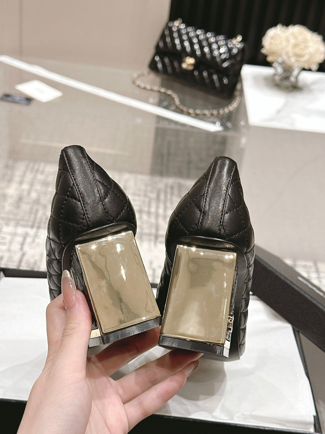 CC High Heels 65MM Black Quilted Lambskin