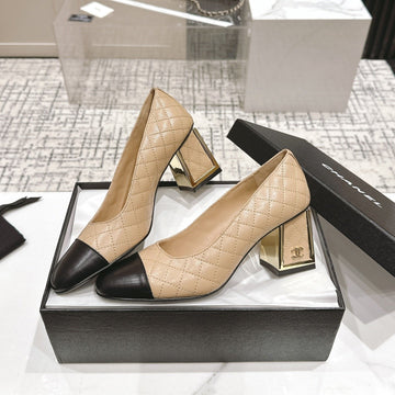 CC High Heels 65MM Beige Quilted Lambskin