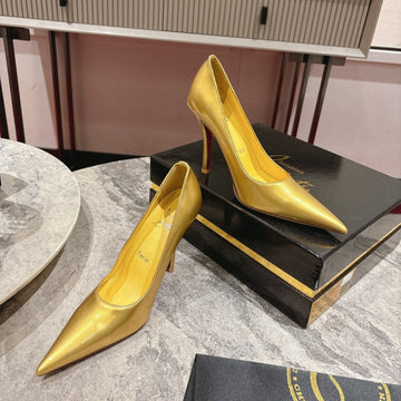 Cl Kate Pumps 100MM Yellow Shiny Calfskin 345985