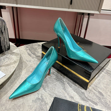 Cl Kate Pumps 100MM Blue Shiny Calfskin 345986