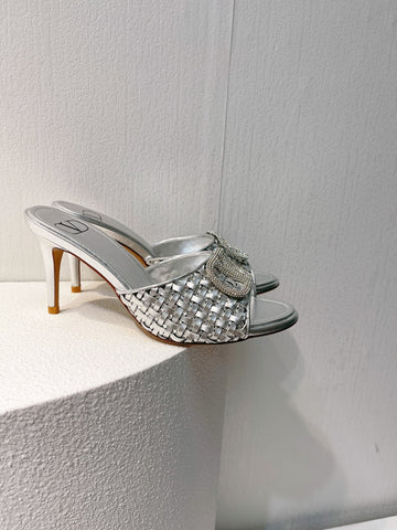 Vt High Heeled Sandals Silver Sheepskin 292798