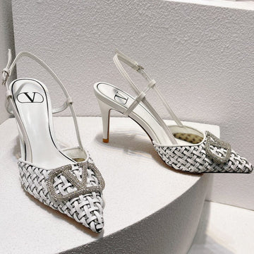Vt High Heeled Slingbacks White Sheepskin 292800